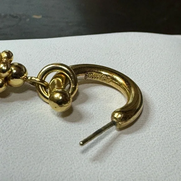 RARE DIOR Gold Victorian Etruscan Filagree  Dangle Drop Earrrings - Picture 12 of 17